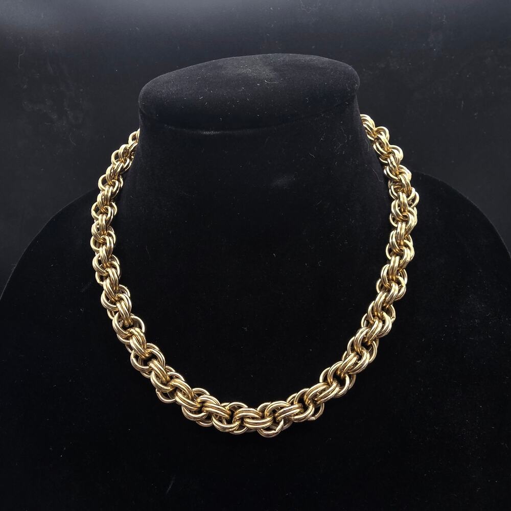 Avon Gold Tone Chain Necklace Chunky Statement Vintage Jewelry - Picture 4 of 8